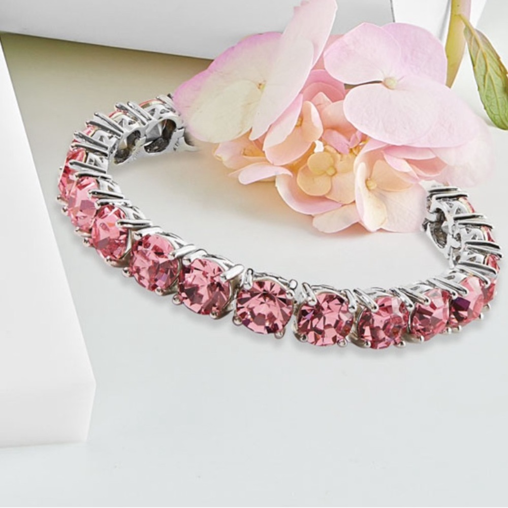 NWT GORGEOUS BABY PINK CZs AND ACCENT IMPRESSION BRACELET SPARKLING TENNIS